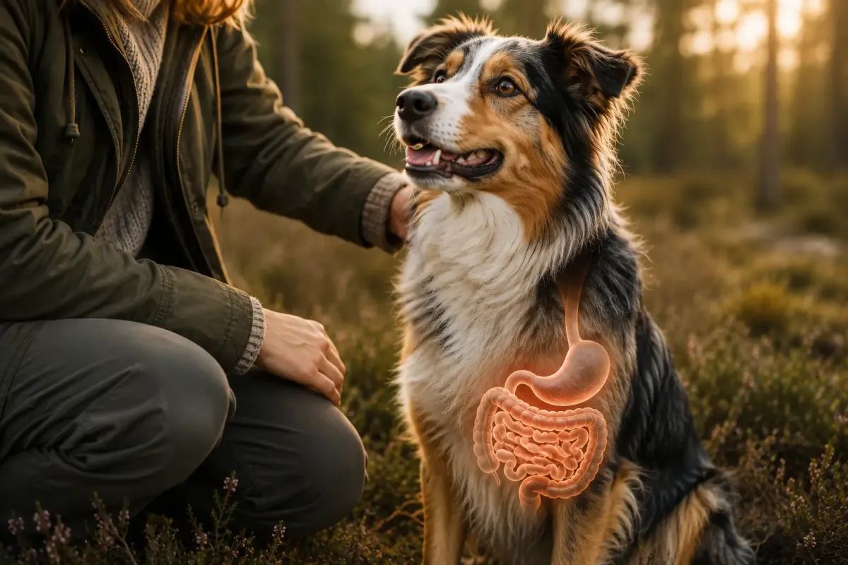 Hund i skogsmiljö