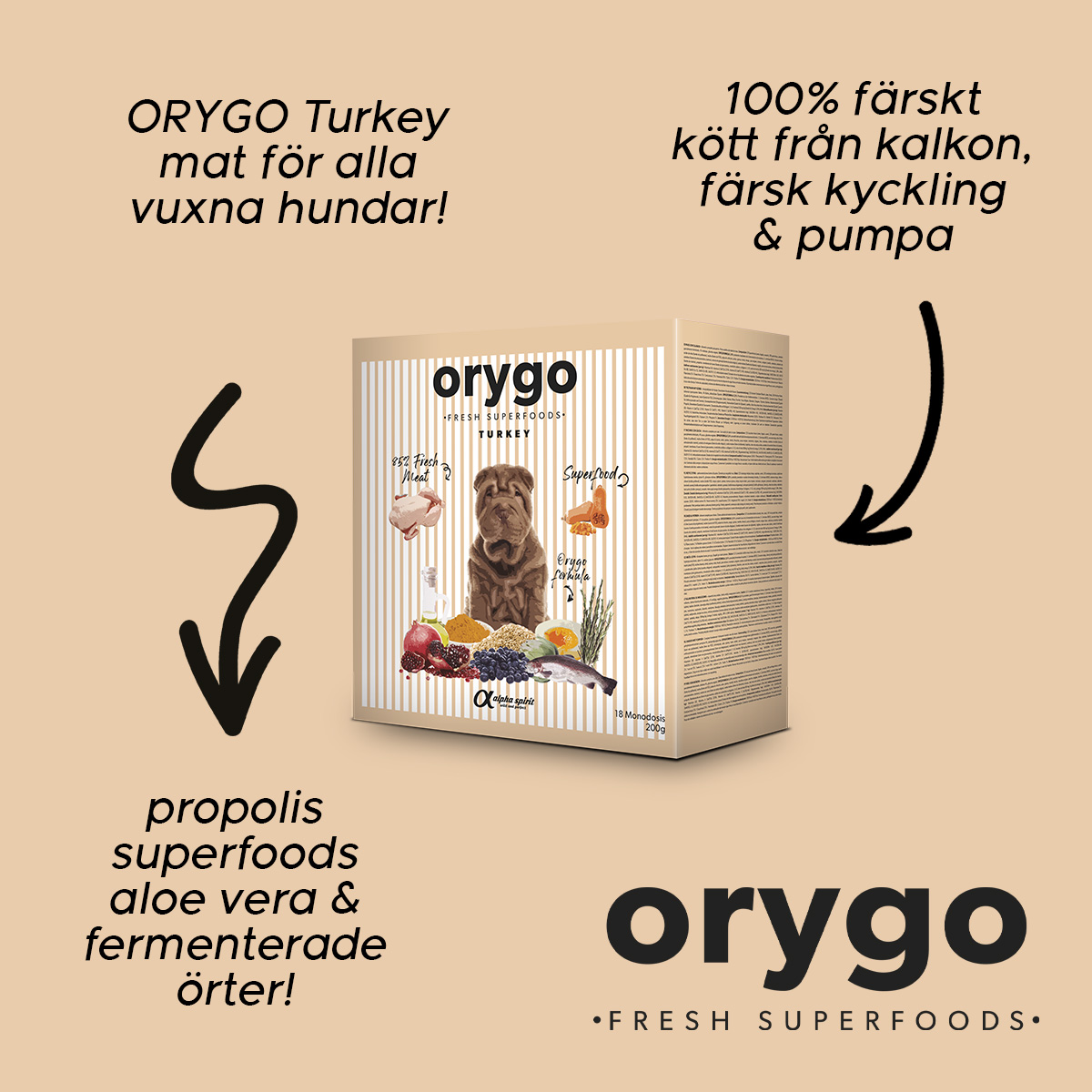 ORYGO Turkey hundfoder med kalkon och kyckling