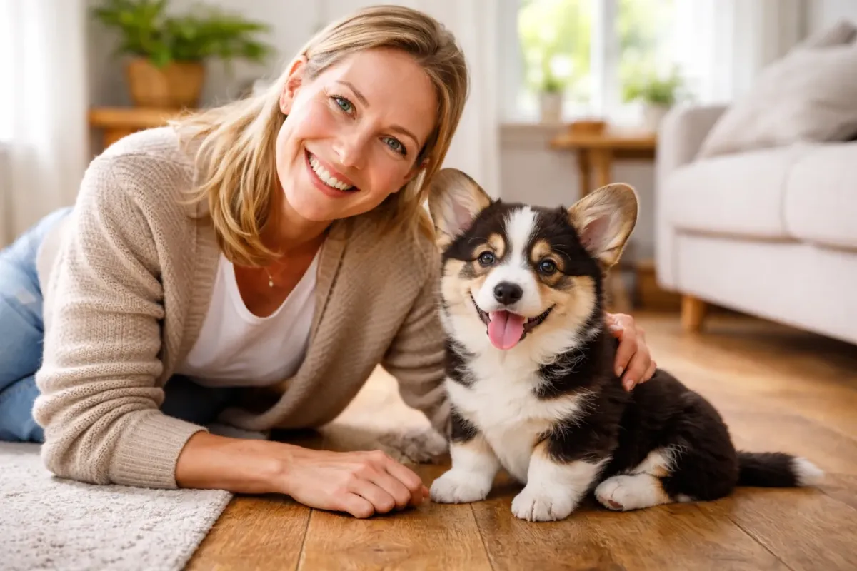 kvinna med corgivalp